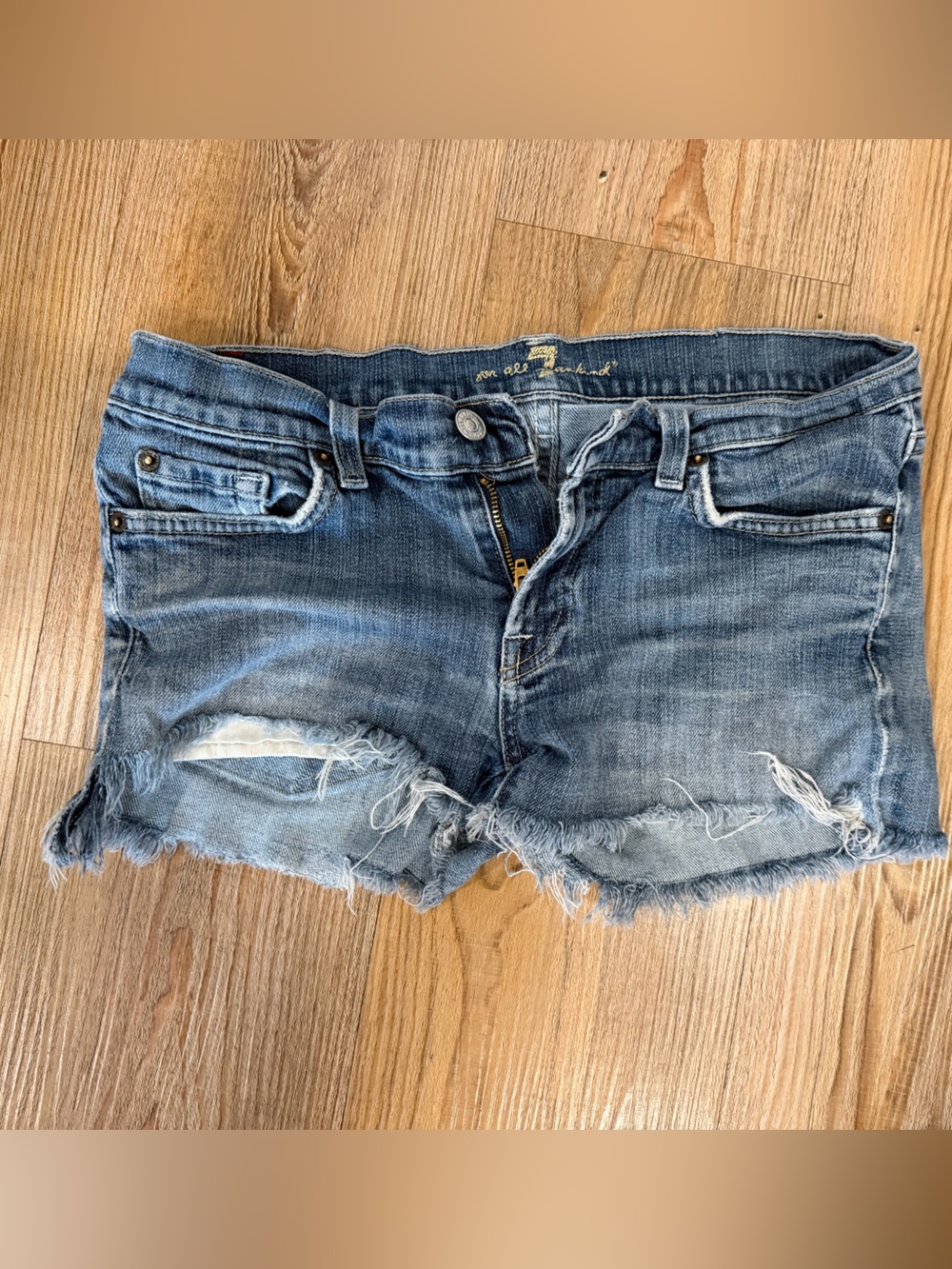 7 For All Mankind Distressed Blue Denim Cutoff Shorts size 29
